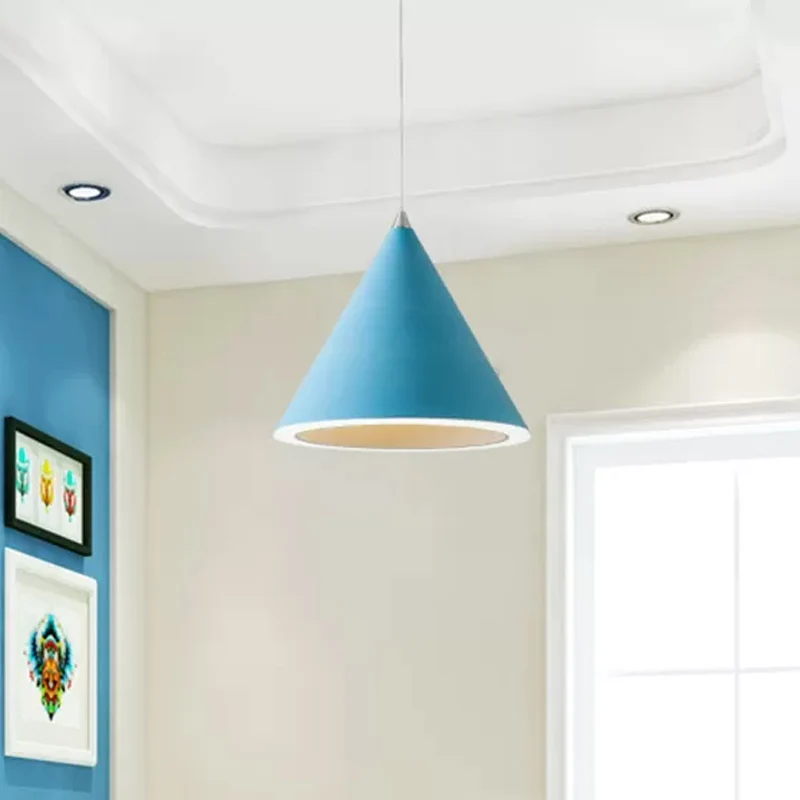 Macaron Cone LED-pendulelamp Aluminium eettafel Plafond-hanglamp grijs/wit/roze Clearhalo