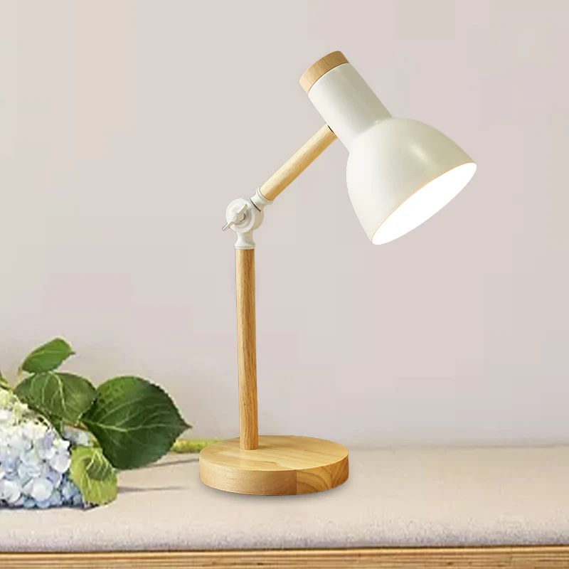 Macaron Dome leesboek licht metaal 1 licht studeerkamer tafellamp wit/zwart/roze met draaibare houten arm Clearhalo