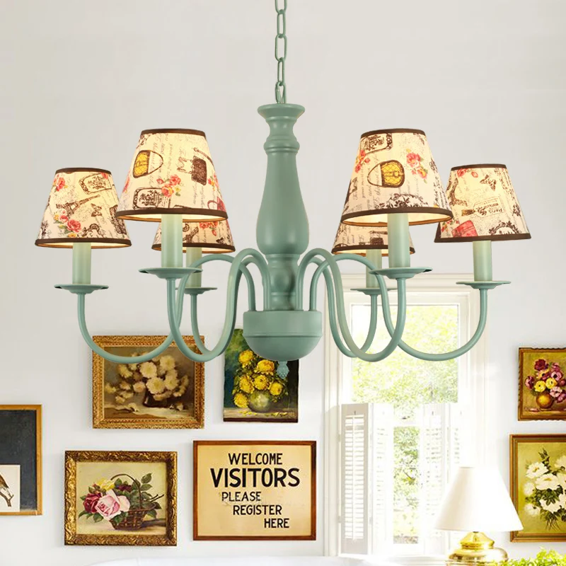 Macaron gekleurde taps toelopende schaduwkroonluchter Scandinavische stijlvolle metalen hanglamp voor kinderslaapkamer Cle...