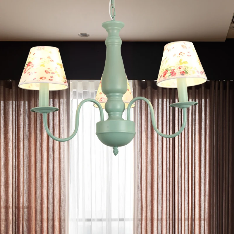 Macaron gekleurde taps toelopende schaduwkroonluchter Scandinavische stijlvolle metalen hanglamp voor kinderslaapkamer Cle...