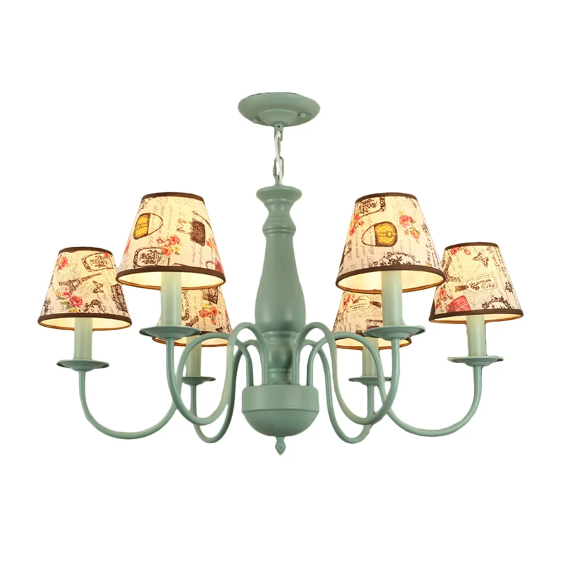 Macaron gekleurde taps toelopende schaduwkroonluchter Scandinavische stijlvolle metalen hanglamp voor kinderslaapkamer Cle...