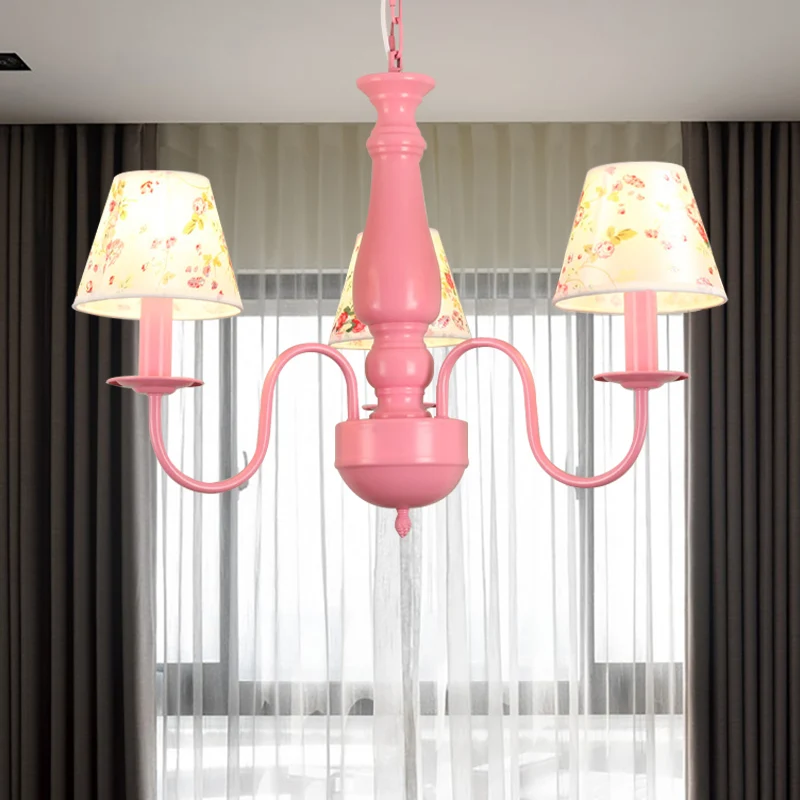 Macaron gekleurde taps toelopende schaduwkroonluchter Scandinavische stijlvolle metalen hanglamp voor kinderslaapkamer Cle...