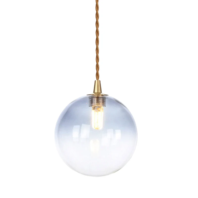 Macaron Globe/Gem hanglamp amber/wit/rood glas 1 licht hanglamp met touw voor slaapkamer Clearhalo