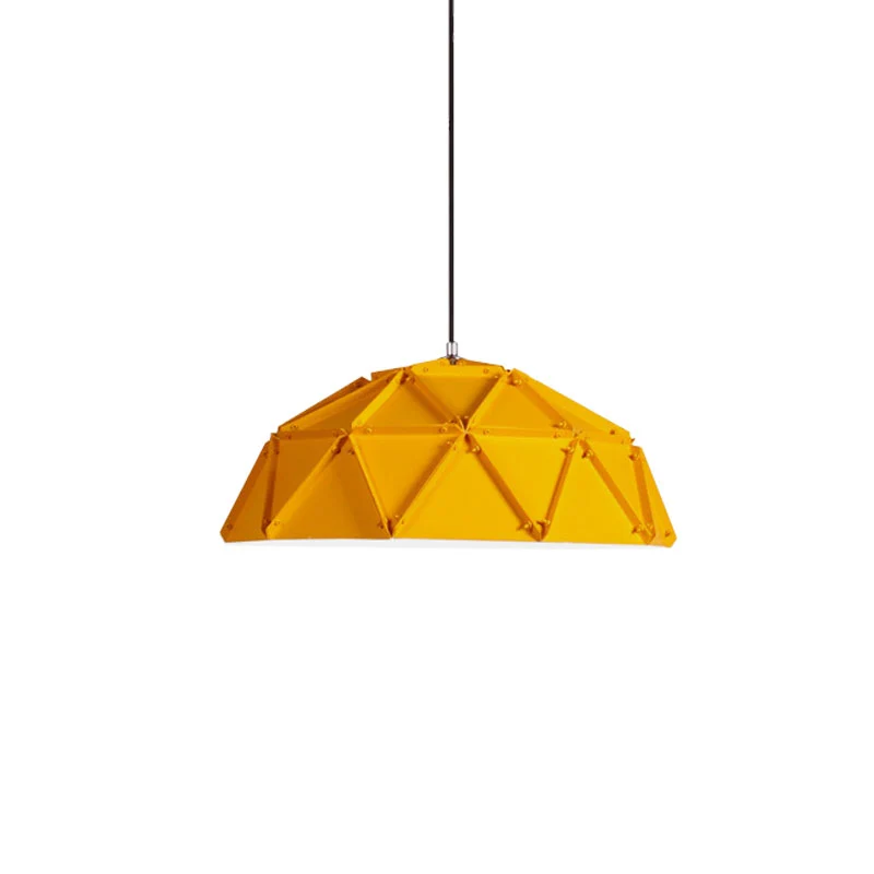 Macaron koepelvormige hangende plafondlamp 1-lichts metalen hanglamp geel/wit voor woonkamer Clearhalo