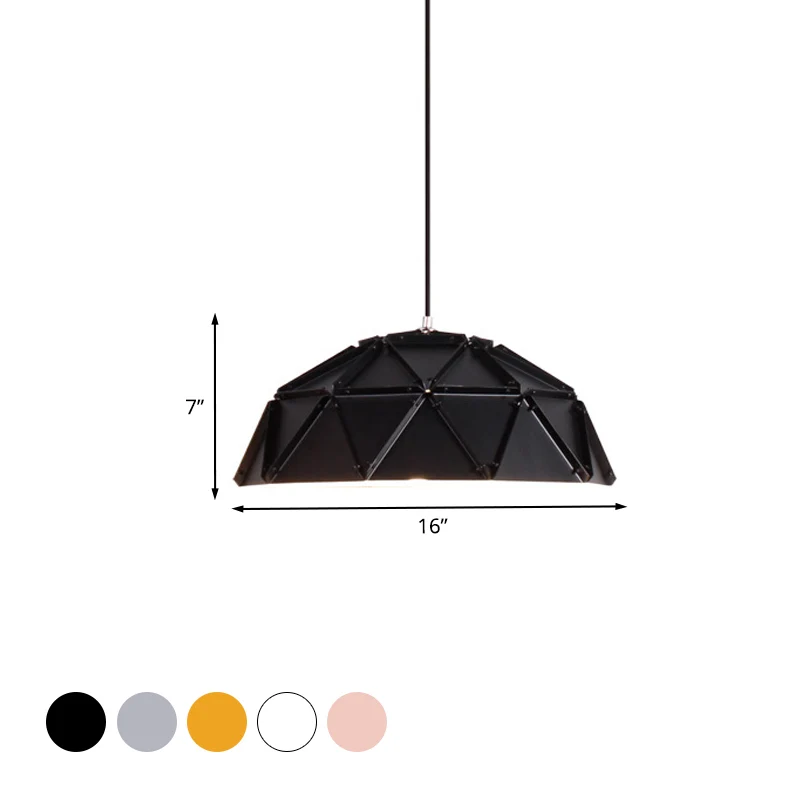 Macaron koepelvormige hangende plafondlamp 1-lichts metalen hanglamp geel/wit voor woonkamer Clearhalo