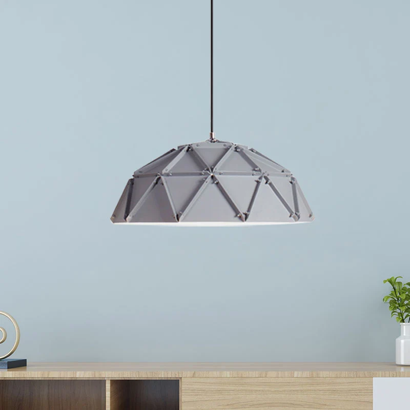 Macaron koepelvormige hangende plafondlamp 1-lichts metalen hanglamp geel/wit voor woonkamer Clearhalo
