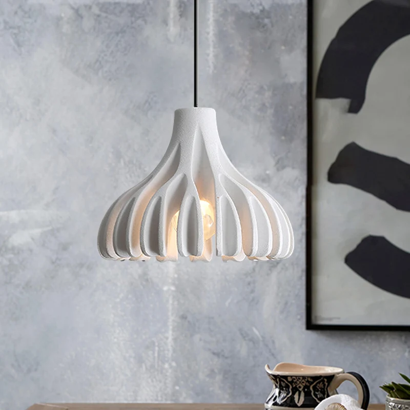 Macaron koraalvormige hanglamp hars 1-lichts eetkamer hanglamp wit/zwart/geel Clearhalo