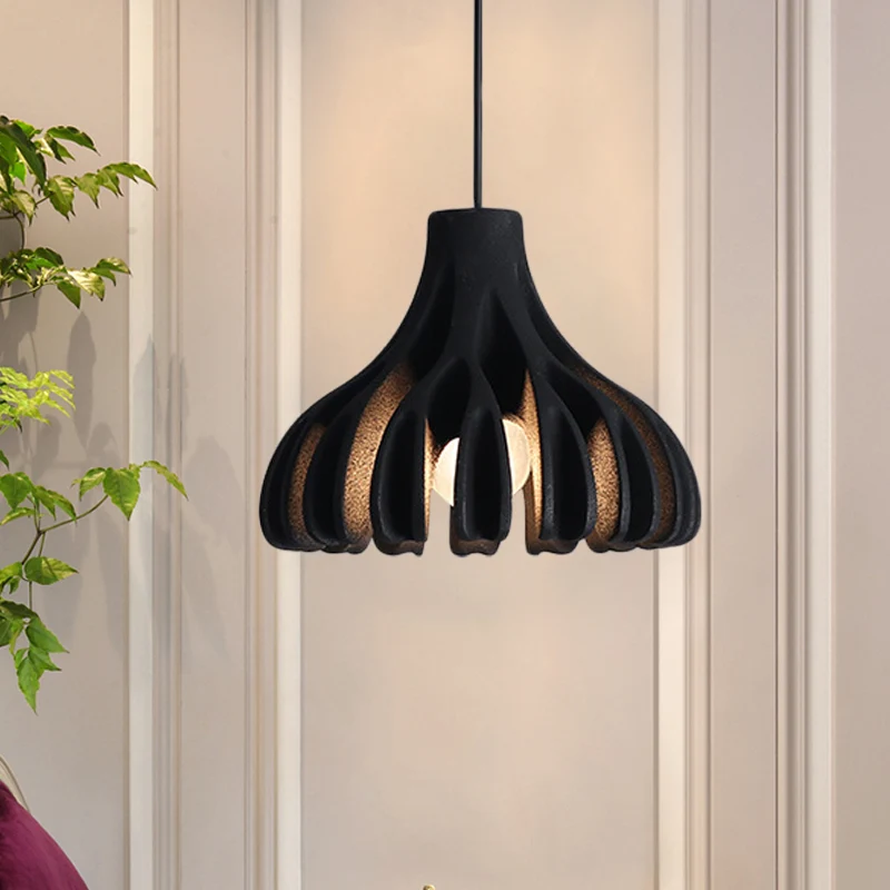 Macaron koraalvormige hanglamp hars 1-lichts eetkamer hanglamp wit/zwart/geel Clearhalo