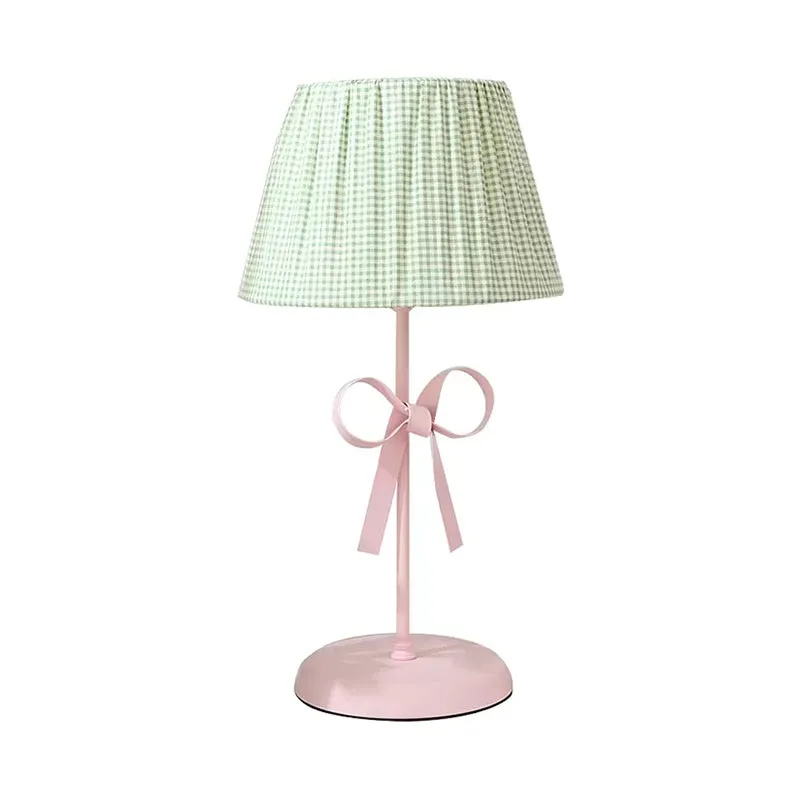 Macaron Loft Plaid Leeslamp Stof Eén Licht Bureaulamp met Strik voor Kinderslaapkamer Clearhalo