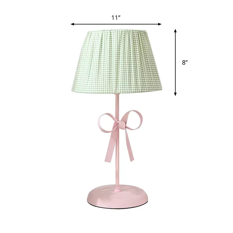 Macaron Loft Plaid Leeslamp Stof Eén Licht Bureaulamp met Strik voor Kinderslaapkamer Clearhalo