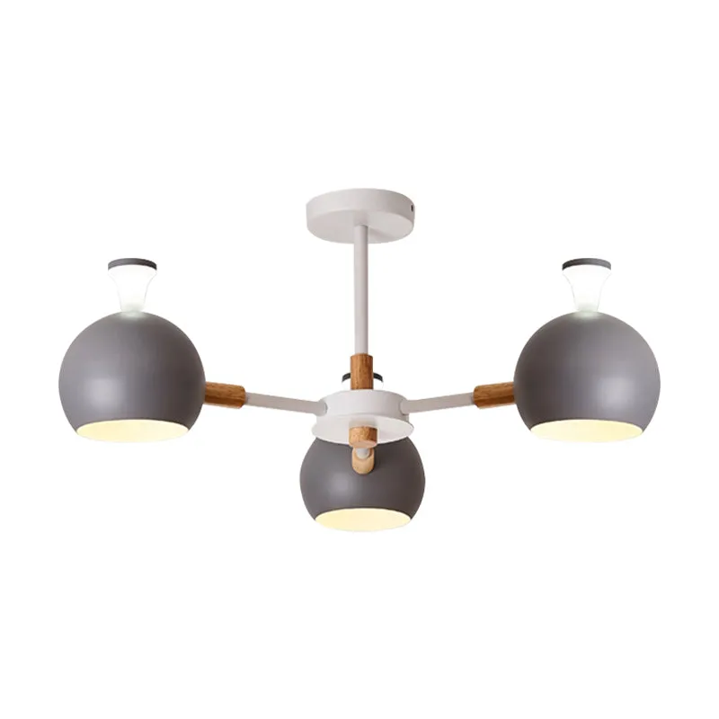 Macaron Moderne Globe Kroonluchter Drie Lichten Metalen Hanglamp voor Eettafel Clearhalo