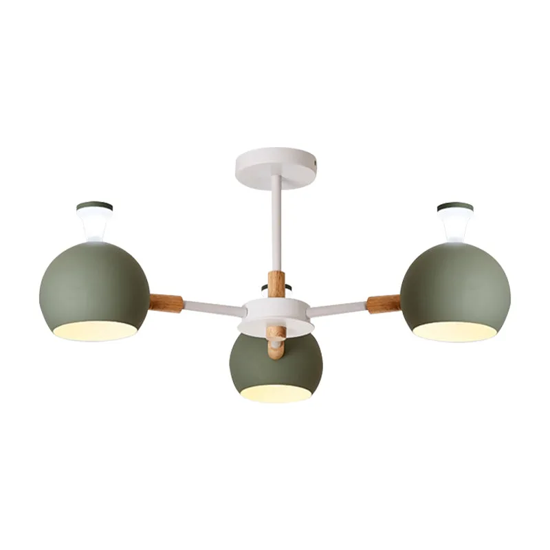 Macaron Moderne Globe Kroonluchter Drie Lichten Metalen Hanglamp voor Eettafel Clearhalo