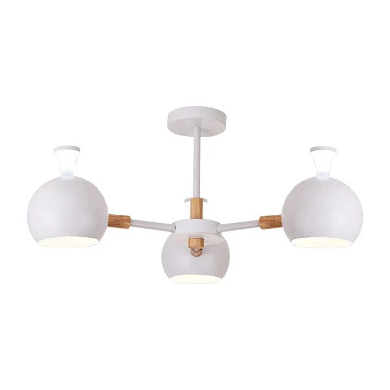 Macaron Moderne Globe Kroonluchter Drie Lichten Metalen Hanglamp voor Eettafel Clearhalo