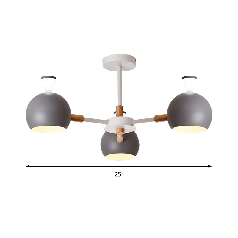 Macaron Moderne Globe Kroonluchter Drie Lichten Metalen Hanglamp voor Eettafel Clearhalo