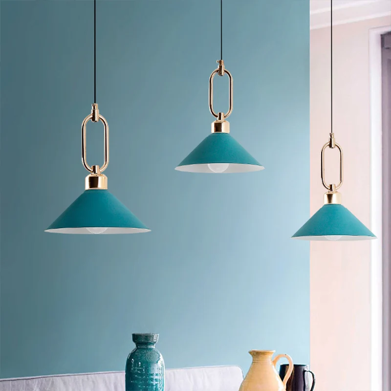 Macaron éénlamps hanglamp conische plafondlamp met metalen kap en ovale ring Clearhalo