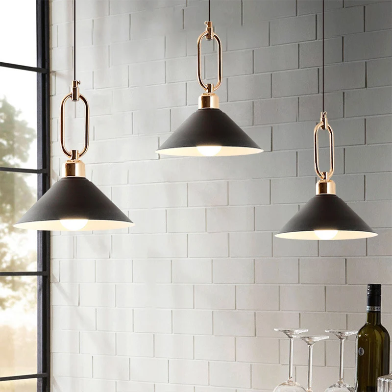 Macaron éénlamps hanglamp conische plafondlamp met metalen kap en ovale ring Clearhalo