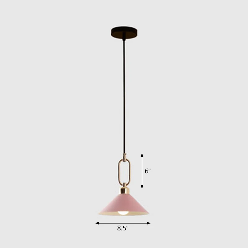 Macaron éénlamps hanglamp conische plafondlamp met metalen kap en ovale ring Clearhalo