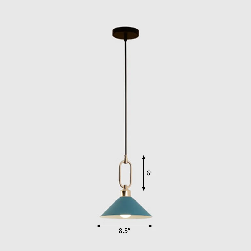 Macaron éénlamps hanglamp conische plafondlamp met metalen kap en ovale ring Clearhalo