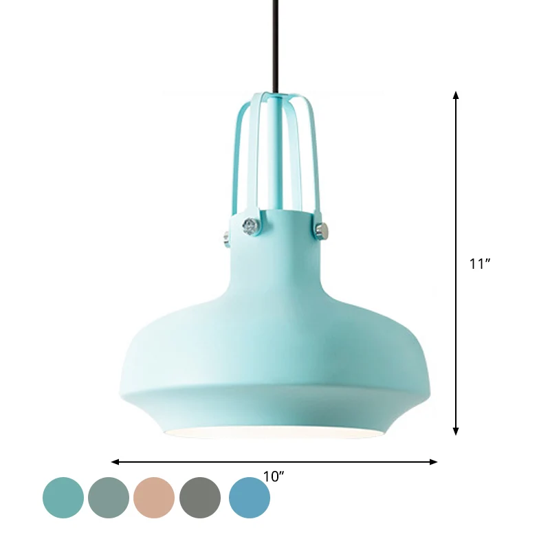 Macaron Pot Hangende Plafondlamp Aluminium 1-kops Restaurant Downlight met Grijper Roze/Blauw/Grijs Clearhalo