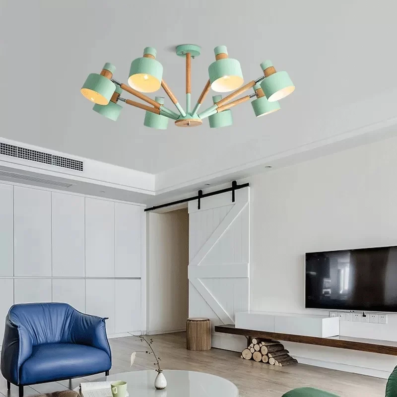 Macaron ronde kap semi-inbouwlamp metaal 8-lichts plafondlamp voor kleuterschool Clearhalo