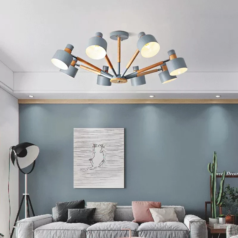 Macaron ronde kap semi-inbouwlamp metaal 8-lichts plafondlamp voor kleuterschool Clearhalo