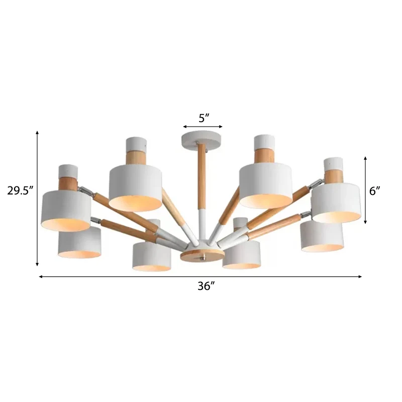 Macaron ronde kap semi-inbouwlamp metaal 8-lichts plafondlamp voor kleuterschool Clearhalo