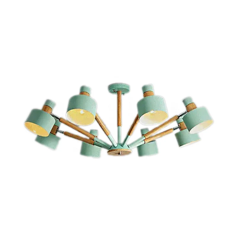 Macaron ronde kap semi-inbouwlamp metaal 8-lichts plafondlamp voor kleuterschool Clearhalo