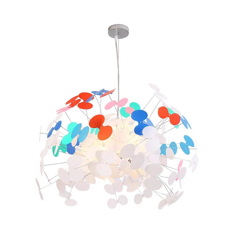 Macaron Stijlvolle clustervlinderhanger ijzer 8 lampen woonkamer ophangverlichting wit-rood-blauw Clearhalo
