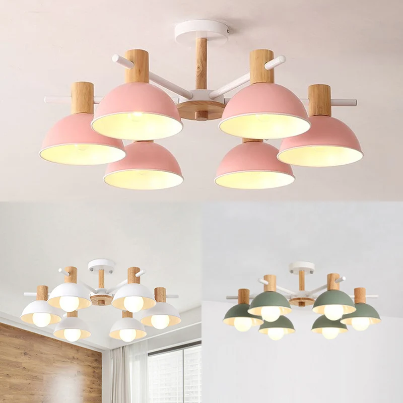 Macaroon Dome hangende hanger armatuur 6 lampen metalen hanglamp voor woonkamer Clearhalo