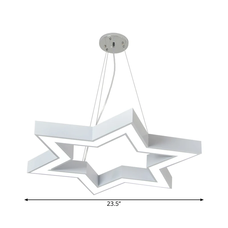 Macaroon zespuntige ster hanglamp acryl kinderkamer LED kroonluchter verlichting wit Clearhalo