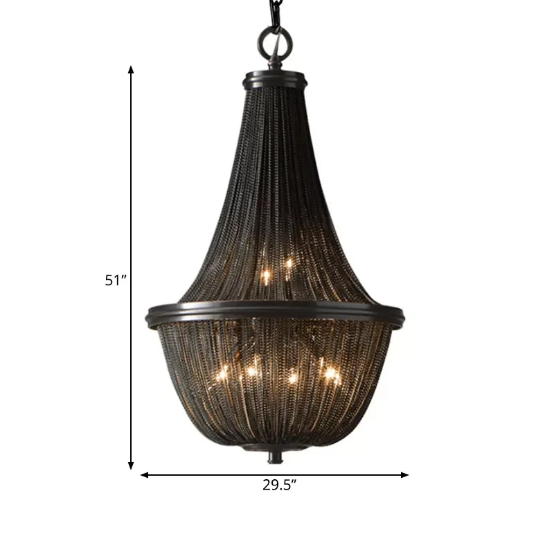Mand metalen kroonluchter licht traditionele 6/8 lichten eetkamer ophanging hanger zwart, 13"/17"/21" breed Clearhalo