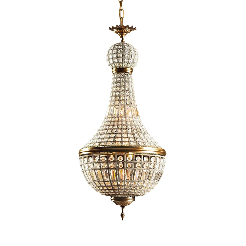 Mand Slaapkamer Kroonluchter Lamp Minimalisme Kristal 6 Lichten Messing Hangende Hanglamp Clearhalo