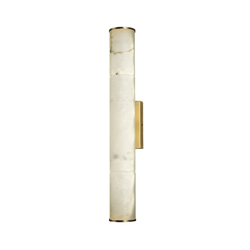 Marmeren buis LED schanslamp Eenvoud Wit en messing wandlamp voor woonkamer Clearhalo