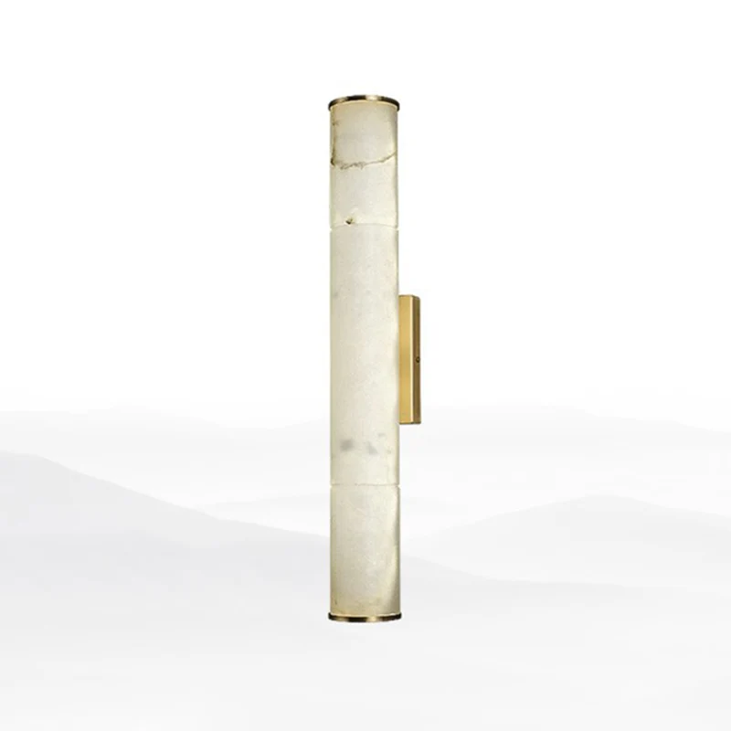 Marmeren buis LED schanslamp Eenvoud Wit en messing wandlamp voor woonkamer Clearhalo