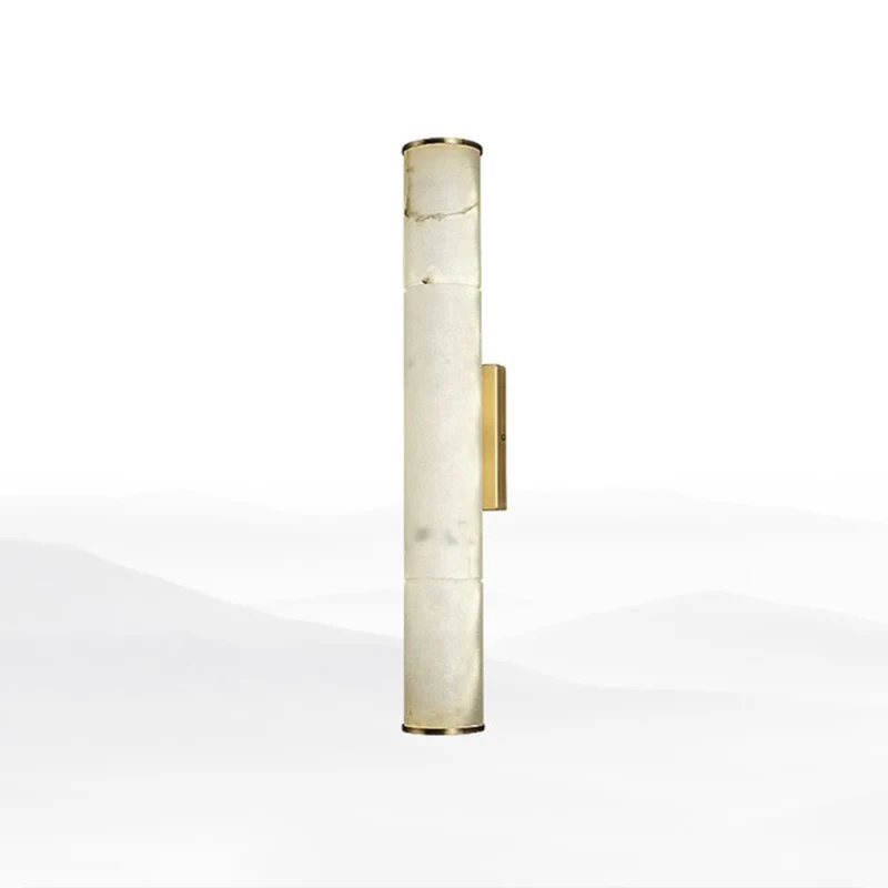 Marmeren buis LED schanslamp Eenvoud Wit en messing wandlamp voor woonkamer Clearhalo