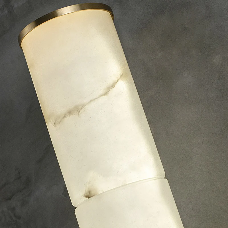Marmeren buis LED schanslamp Eenvoud Wit en messing wandlamp voor woonkamer Clearhalo