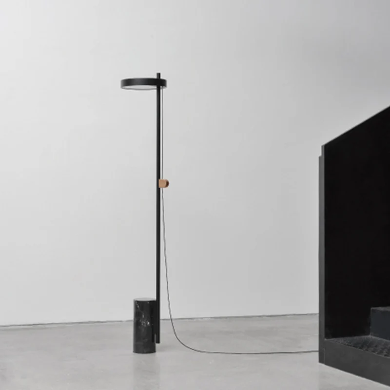 Marmeren cilindrische basis LED-standaardlamp Moderne leesvloerverlichting zwart Clearhalo