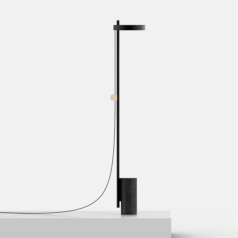 Marmeren cilindrische basis LED-standaardlamp Moderne leesvloerverlichting zwart Clearhalo