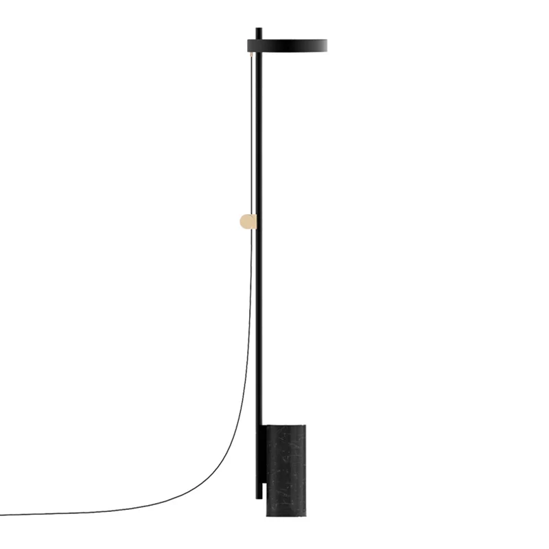 Marmeren cilindrische basis LED-standaardlamp Moderne leesvloerverlichting zwart Clearhalo
