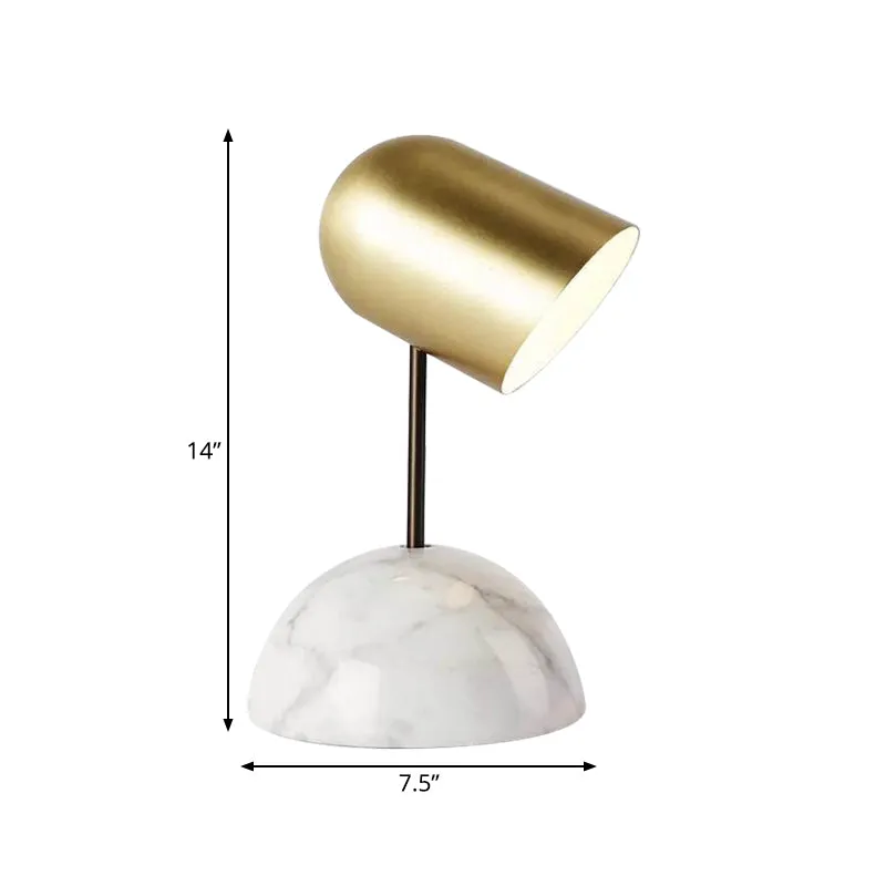 Marmeren koepeltafellamp postmodern nachtkastje met 1 kop en schuine langwerpige lampenkap goud Clearhalo