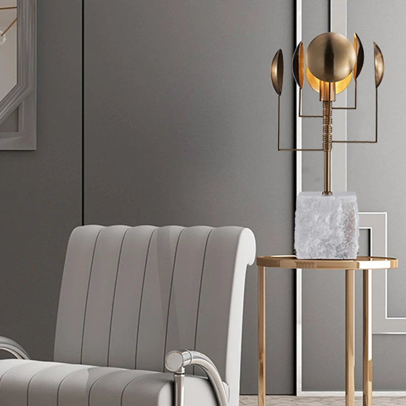 Marmeren vierkante tafellamp postmodern 1 licht wit metaal nachtverlichting voor woonkamer Clearhalo