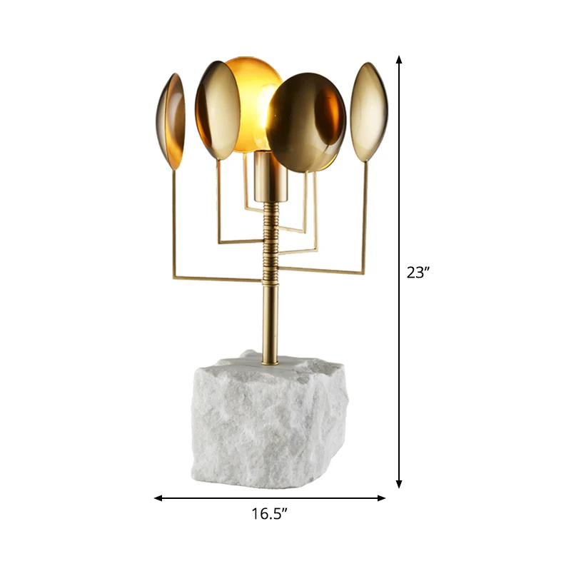 Marmeren vierkante tafellamp postmodern 1 licht wit metaal nachtverlichting voor woonkamer Clearhalo
