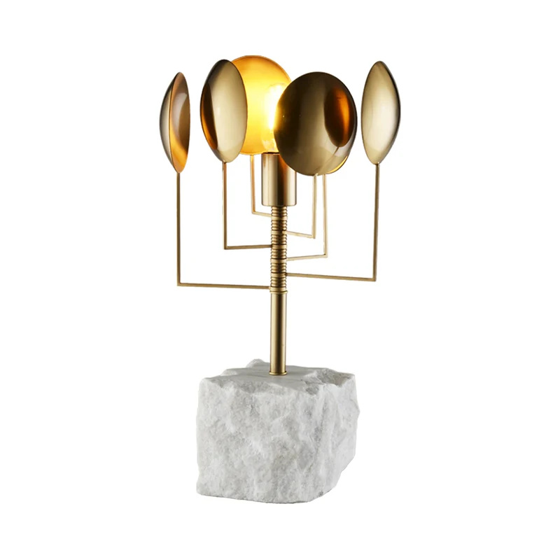 Marmeren vierkante tafellamp postmodern 1 licht wit metaal nachtverlichting voor woonkamer Clearhalo