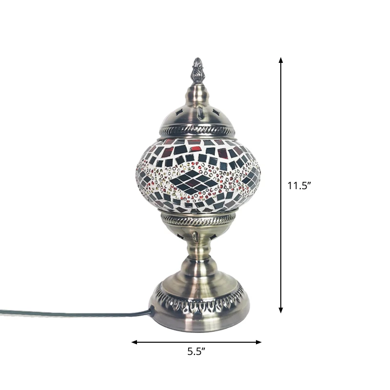 Marokkaanse bollantaarn nachtlamp handgemaakt kunstglas tafellamp met één lamp brons Clearhalo