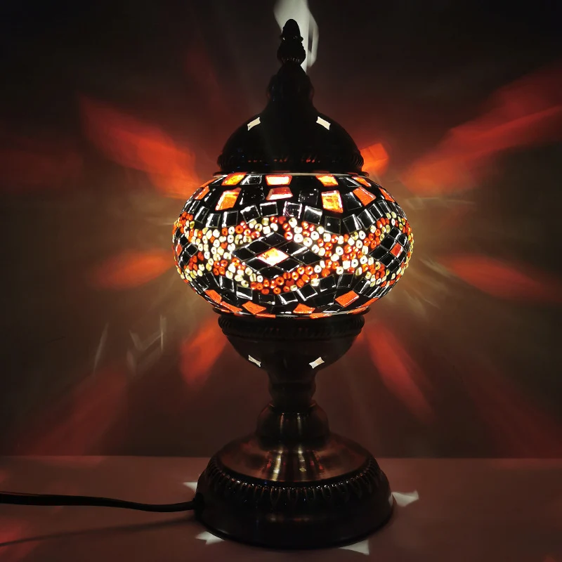 Marokkaanse bollantaarn nachtlamp handgemaakt kunstglas tafellamp met één lamp brons Clearhalo