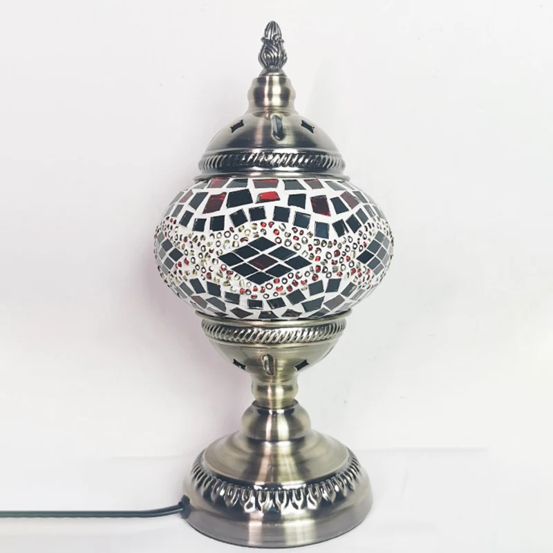 Marokkaanse bollantaarn nachtlamp handgemaakt kunstglas tafellamp met één lamp brons Clearhalo