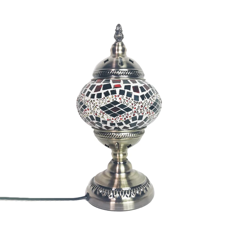 Marokkaanse bollantaarn nachtlamp handgemaakt kunstglas tafellamp met één lamp brons Clearhalo