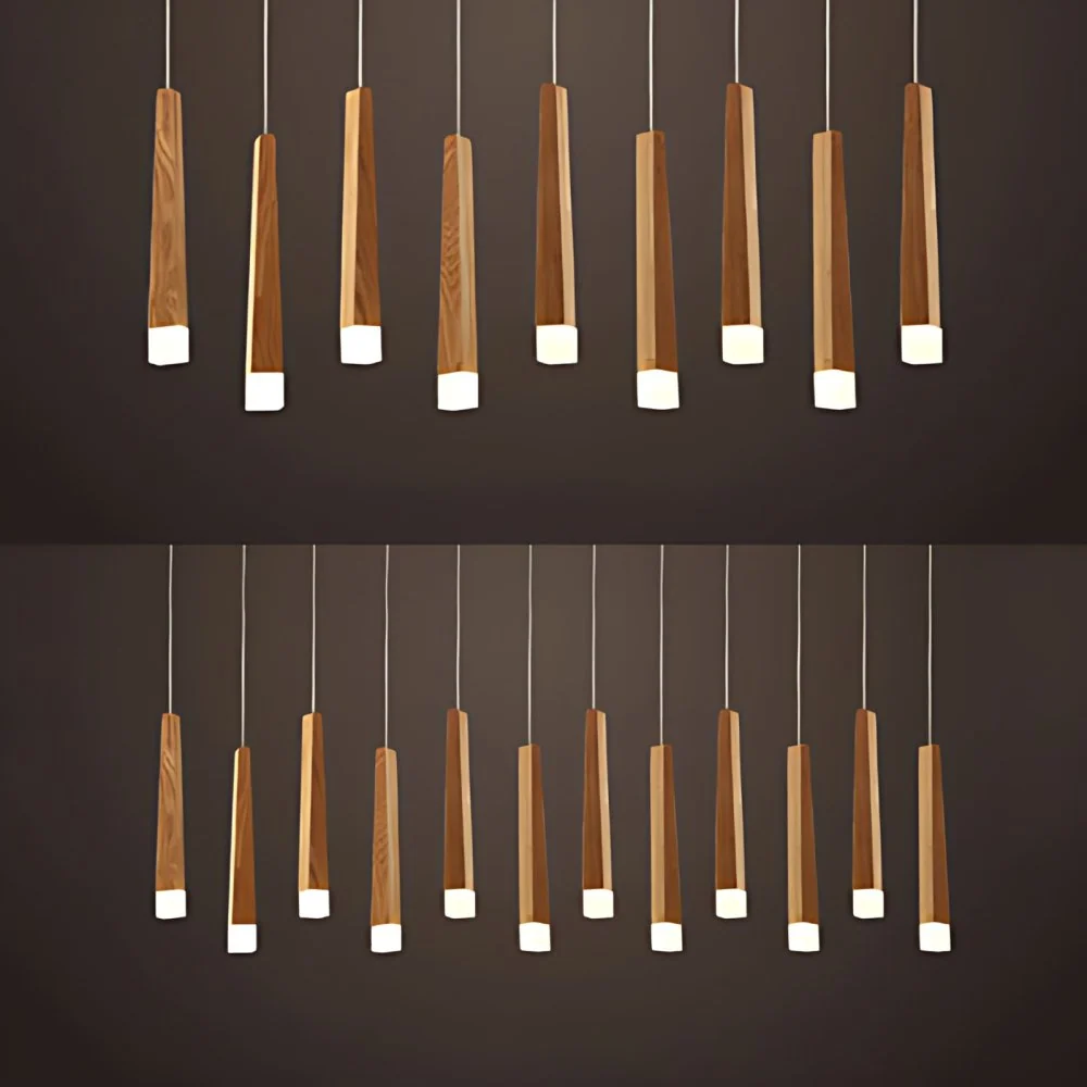 Matchstick Eetkamer LED-hanglamp Hout 1/5/7-lichts plafondlamp met diffuser warm/wit licht Clearhalo