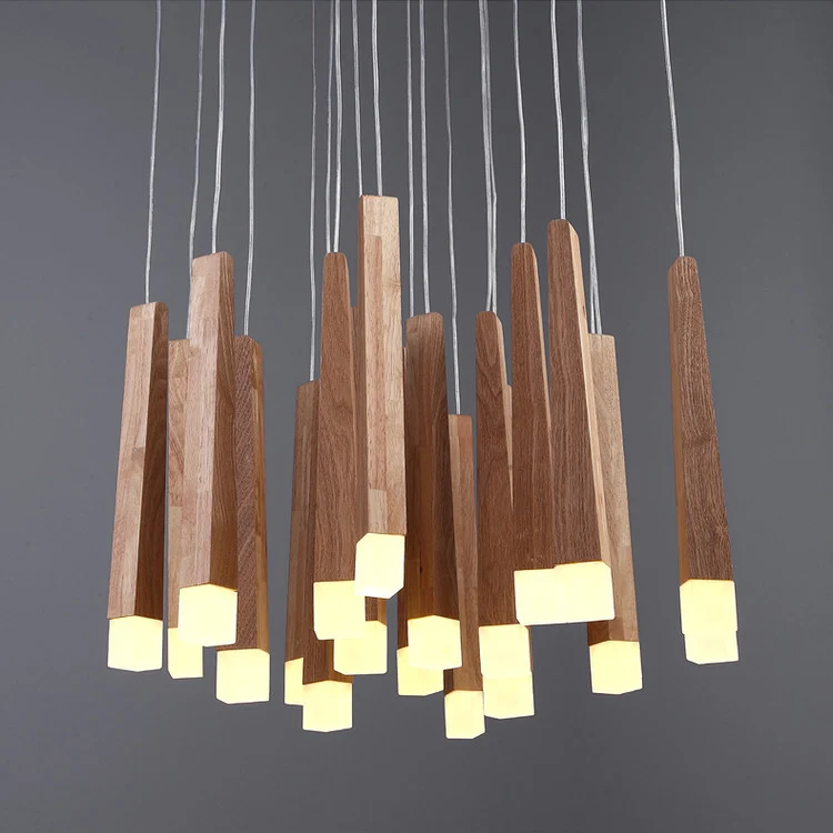 Matchstick Eetkamer LED-hanglamp Hout 1/5/7-lichts plafondlamp met diffuser warm/wit licht Clearhalo