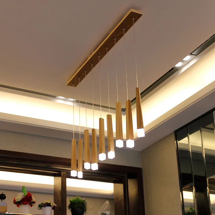 Matchstick Eetkamer LED-hanglamp Hout 1/5/7-lichts plafondlamp met diffuser warm/wit licht Clearhalo
